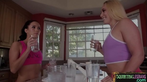Squirting lesbian trio enjoys yoga